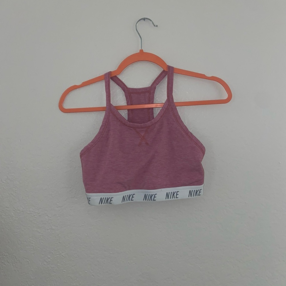 Nike pro y2k pink sports bra racerback white crop top sleeveless active wear
